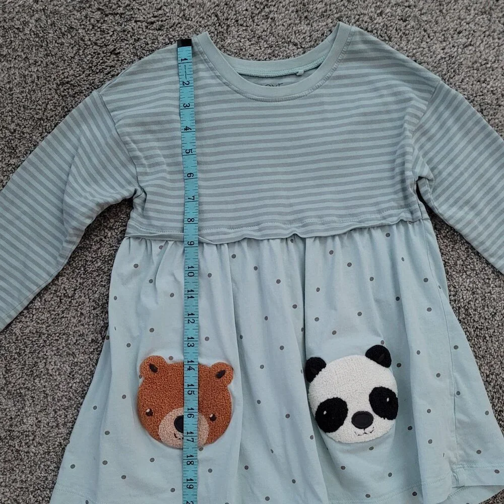 Girls Next Green Long Sleeve Dress with Bears 4-5 Years